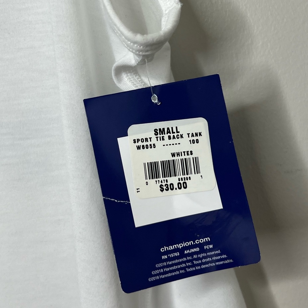 CHAMPION NEW/With tags white, tie back athletic workout tank. Small. - Picture 7 of 7
